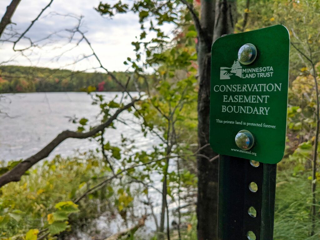 A boundary marker declaring the land protected