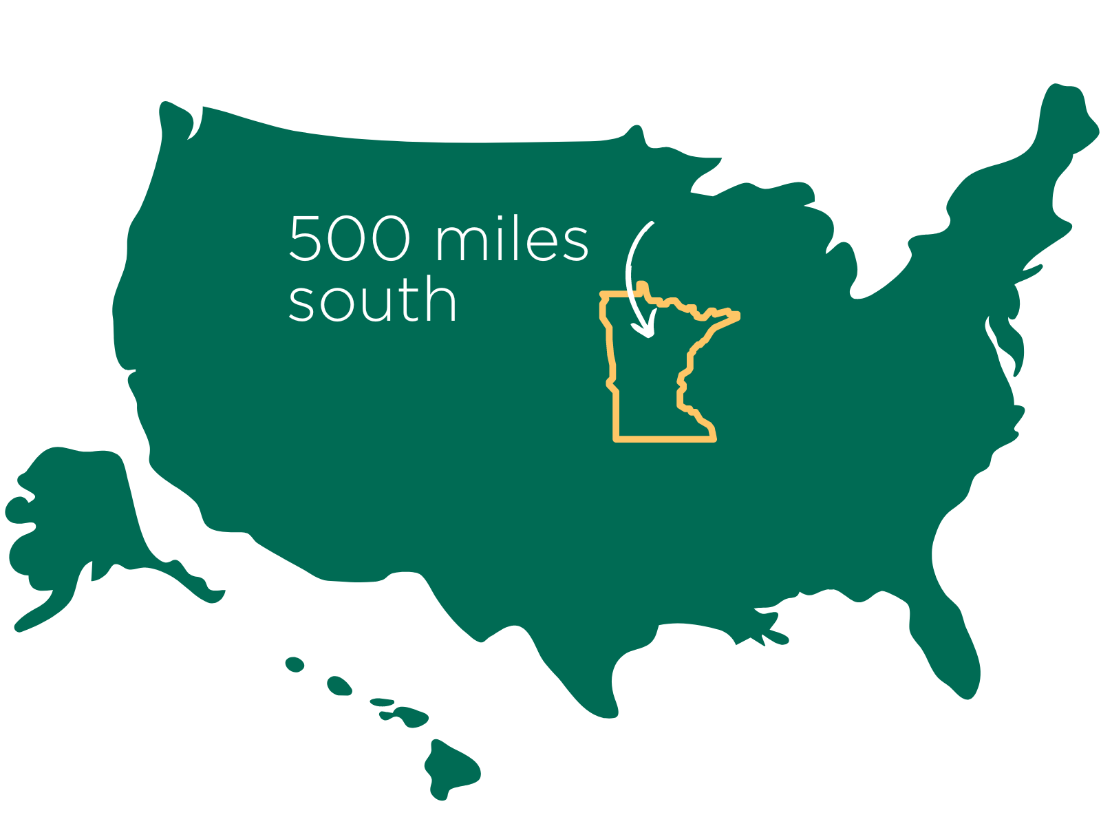 US map with outline of Minnesota highlighted