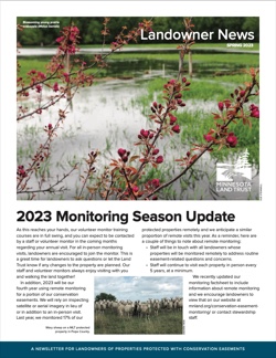 Cover of the 2023 Landowner News featuring a blossoming crabapple tree.